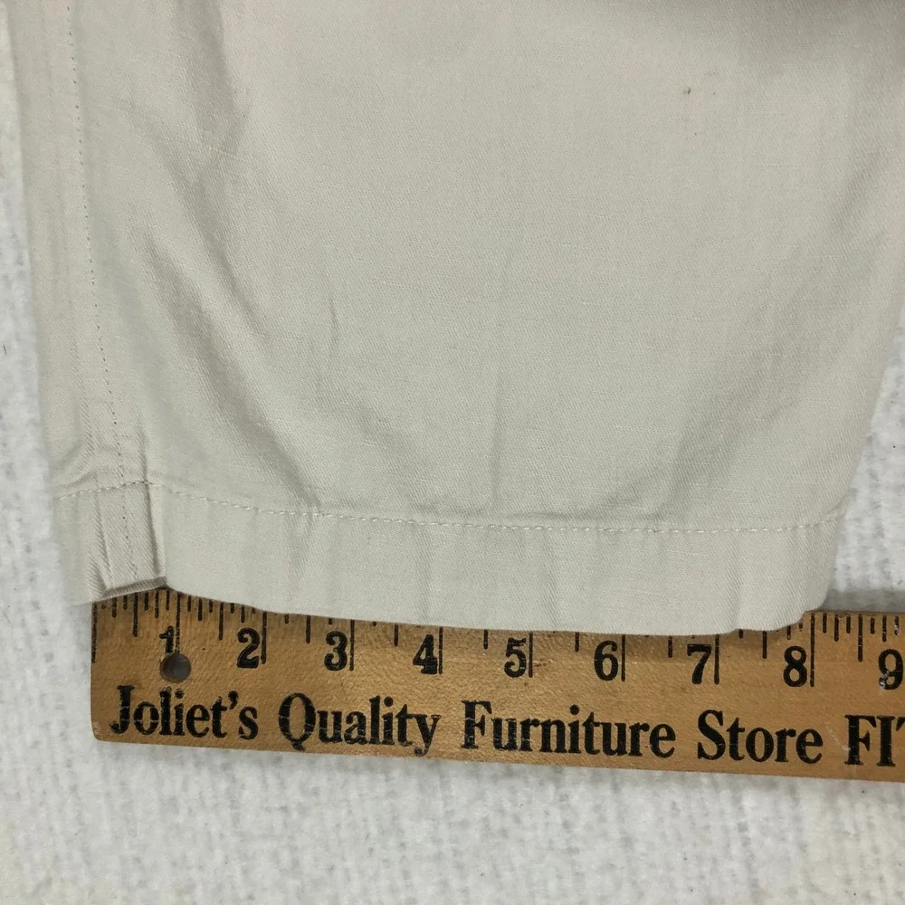 Banana Republic Cream Cotton Linen High Waist Cargo Pants Buckle Detail Size 2
